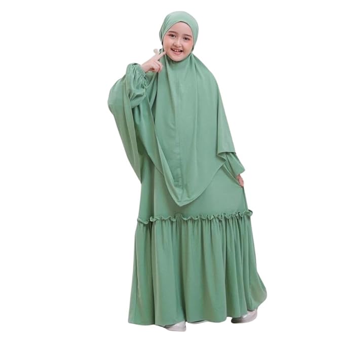 Modest City Olive Green Crepe Kids Abaya
